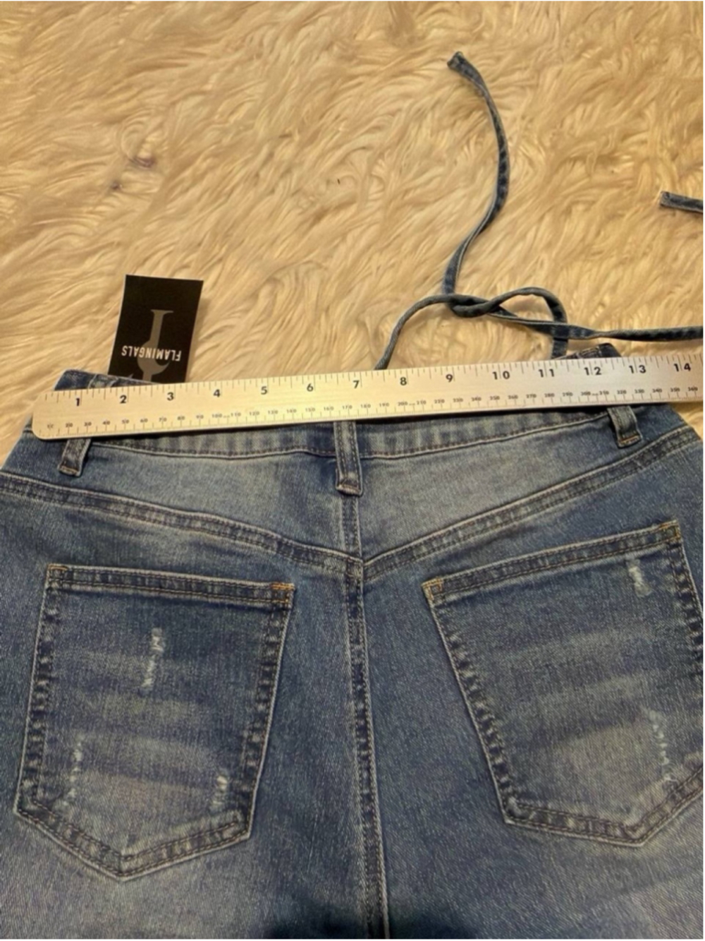 Flamingals Mid Rise Ripped Straight Leg Capri Jeans Women’s Wash Roll Hem S - Picture 5 of 7